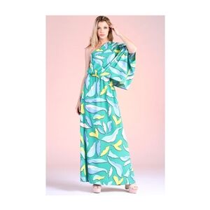 TYCHE One-Shoulder Maxi Dress in Green and Yellow